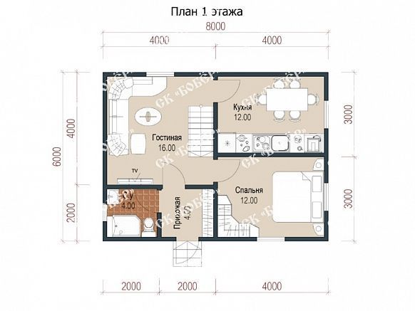 Дом из бруса 6х8. фото